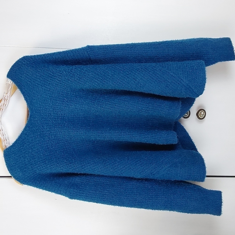 Almost Famous |Womens TEAL Blue Open Back Slouchy Sweater Mod Sz.2X